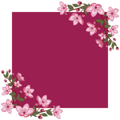 Cute spring cherry blossom vector frame illustration