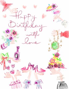 Happy Birthday Day お誕生日おめでとう　hand lettering , illustration 6