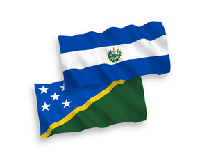 Flags of Solomon Islands and Republic of El Salvador on a white background