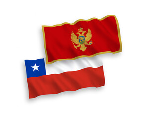 Flags of Montenegro and Chile on a white background