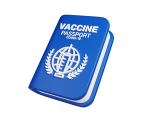 Travel icon 3d render illustration of Vaccine Passport isolated on white.