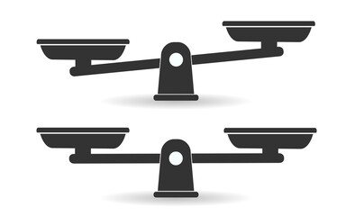 Bowls of scales in balance, an imbalance of scales. Libra, vector 