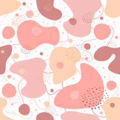 Seamless abstract pattern with shapes. Geometric vector illustration. Vector pattern in peach and pink colors	