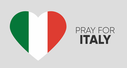 Pray for Italy is written on wrinkled Italian flag