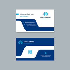 Business card design trendy blue colors template modern corporate branding style vector illustration. Two sides with abstract logo on clean background.