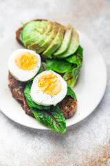 avocado sandwich egg bread breakfast open sandwich fresh meal fastfood diet snack on the table copy space food background
