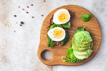 avocado sandwich egg bread breakfast open sandwich fresh meal fastfood diet snack on the table copy space food background