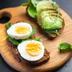 avocado sandwich egg bread breakfast open sandwich fresh meal fastfood diet snack on the table copy space food background