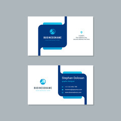 Business card design trendy blue colors template modern corporate branding style vector illustration. Two sides with abstract logo on clean background.