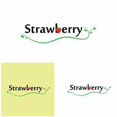 Strawberry funny and cute logo vector icon background template illustration