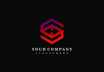 monogram logo concept hexagon