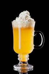 hot punch cocktail with tea lemon  isolated on black