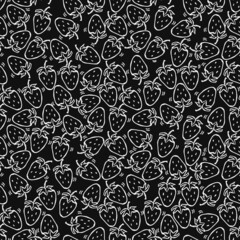 Seamless strawberries pattern. Doodle vector with strawberries icons. Vintage strawberries pattern, sweet elements background for your project, menu, cafe shop.