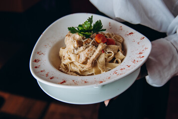 spaghetti with tomato sauce pasta italian restaurant food