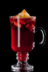 mulled wine isolated on black