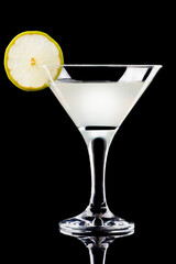 martini cocktail on black background