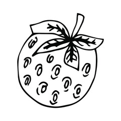 Strawberry flat icon. Pictogram for web. Line stroke. Isolated on white background. Vector eps10