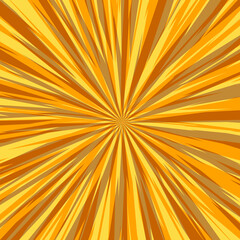 Pop art radial colorful comics book magazine cover. Striped yellow and brown digital background. Cartoon funny retro pattern strip mock up. Vector halftone illustration. Sunburst, starburst shape