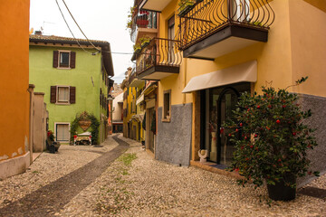 Fototapeta premium Christmas day in the small town of Malcesine on the north shore of lake Garda, Verona Province, Veneto, north east, Italy 