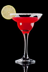 martini cocktail on black background