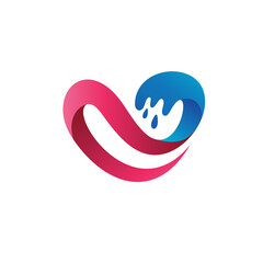 Love With Waves Shape Logo Design