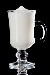 hot milk cocktail  isolated on black