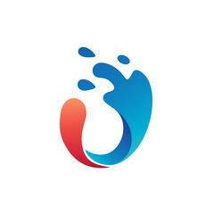 Letter U With Wave Splash Logo Design
