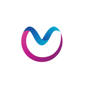 Letter V Waves With Circle Shape Logo Design