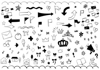 モノクロ手描き矢印アイコンセット