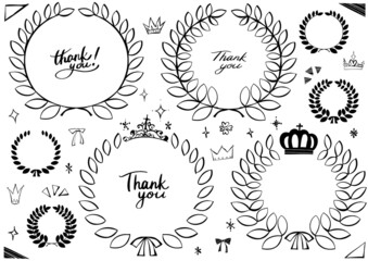 モノクロ月桂樹フレーム飾りセット