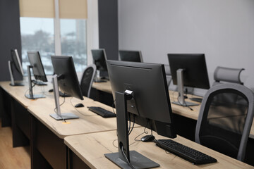 Many modern computers in open space office