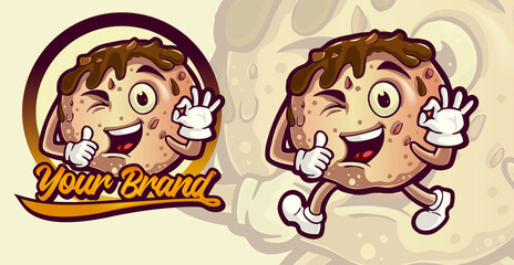 mascot bakso indonesia meatball food cartoon character