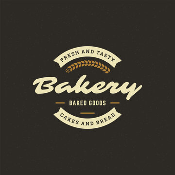 Bakery badge or label retro vector illustration. Ear wheat silhouette for bakehouse.