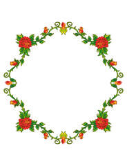 Floral frame made of flowers and leaves
