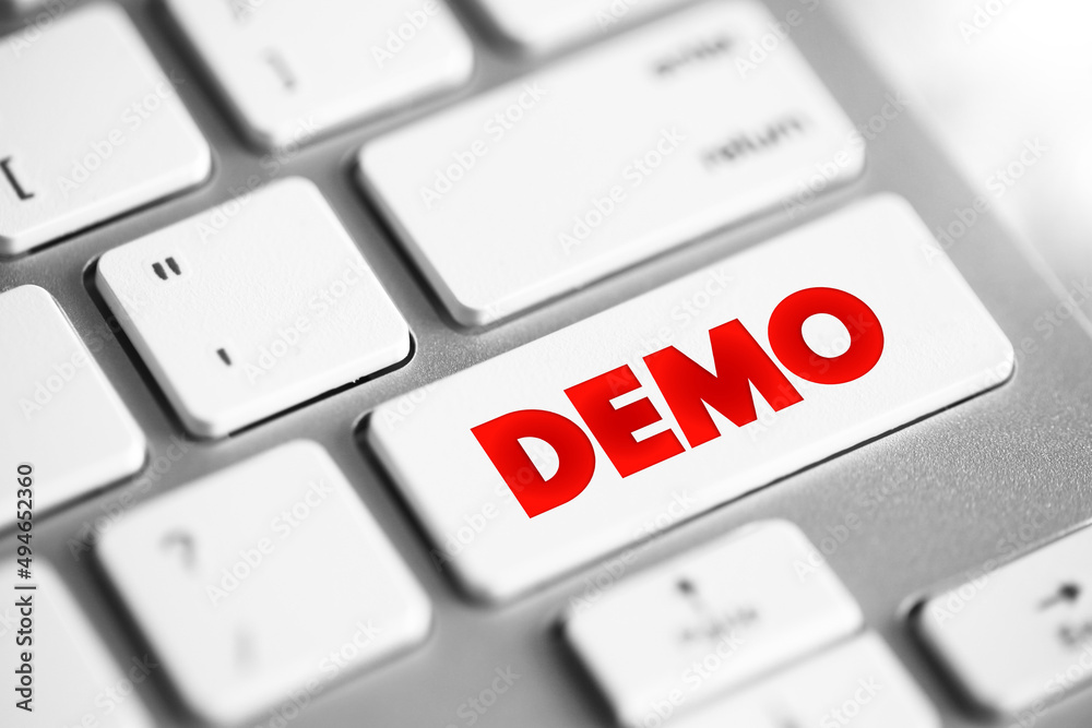 Poster demo - demonstration of a product or technique, text button on keyboard