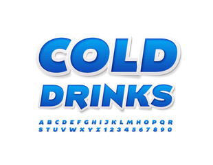 Vector creative  sign Cold Drinks. Trendy Bright Font. Artistic set of Alphabet Letters and Numbers