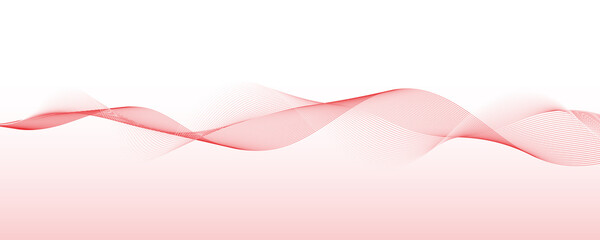 Abstract wavy line banner on white and red gradient background