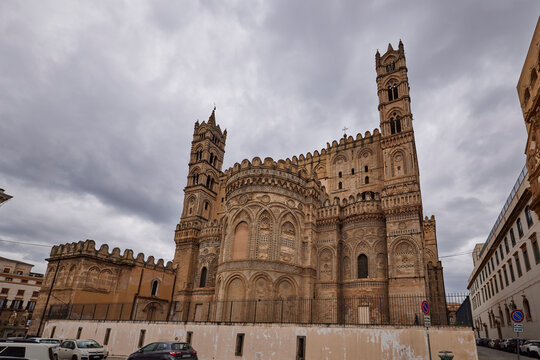 Palermo, Sicily Italy March-19-2022. Images with tourist attractions of the city.