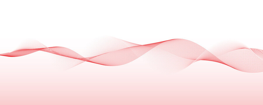 Abstract wavy line banner on white and red gradient background © CLton