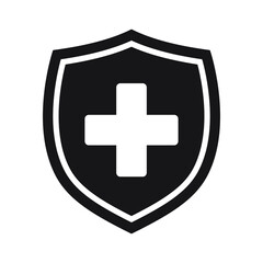 Fototapeta premium Immune system icon. Medical cross in the shield. Vector illustration.