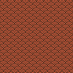 simple vector pixel art red and black seamless pattern of minimalistic geometric scaly hexagon pattern in japanese style