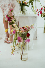 Multicolored flowers in a vase