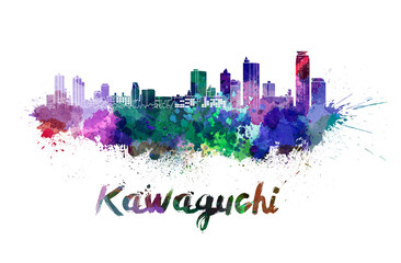 Kawaguchi skyline in watercolor