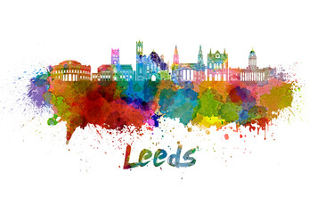 Leeds V2  skyline in watercolor