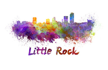 Little Rock skyline in watercolor