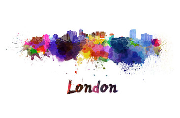 London skyline in watercolor