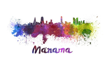 Manama skyline in watercolor