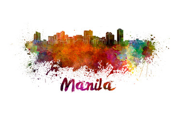 Manila skyline in watercolor