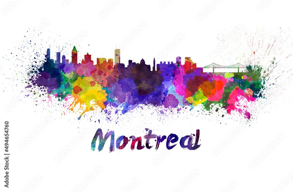 Wall mural montreal skyline in watercolor