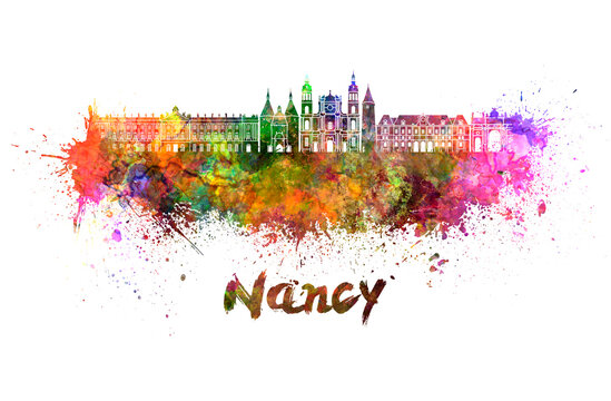 Nancy skyline in watercolor